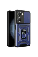 Newface Vivo Y18 Kılıf Pars Lens Yüzüklü Silikon - Lacivert