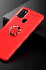 Newface Samsung Galaxy M31 Kılıf Range Yüzüklü Silikon - Kırmızı