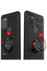 Newface Samsung Galaxy M31 Kılıf Range Yüzüklü Silikon - Kırmızı