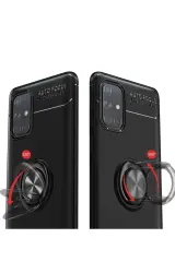 Newface Samsung Galaxy M31S Kılıf Range Yüzüklü Silikon - Siyah