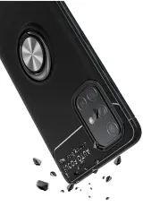 Newface Samsung Galaxy M31S Kılıf Range Yüzüklü Silikon - Siyah