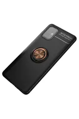 Newface Samsung Galaxy M31S Kılıf Range Yüzüklü Silikon - Siyah-Gold