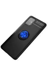 Newface Samsung Galaxy M31S Kılıf Range Yüzüklü Silikon - Siyah-Mavi