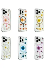 Newface iPhone 15 Pro Kılıf Daisy Simli Magsafe Kapak - Siyah