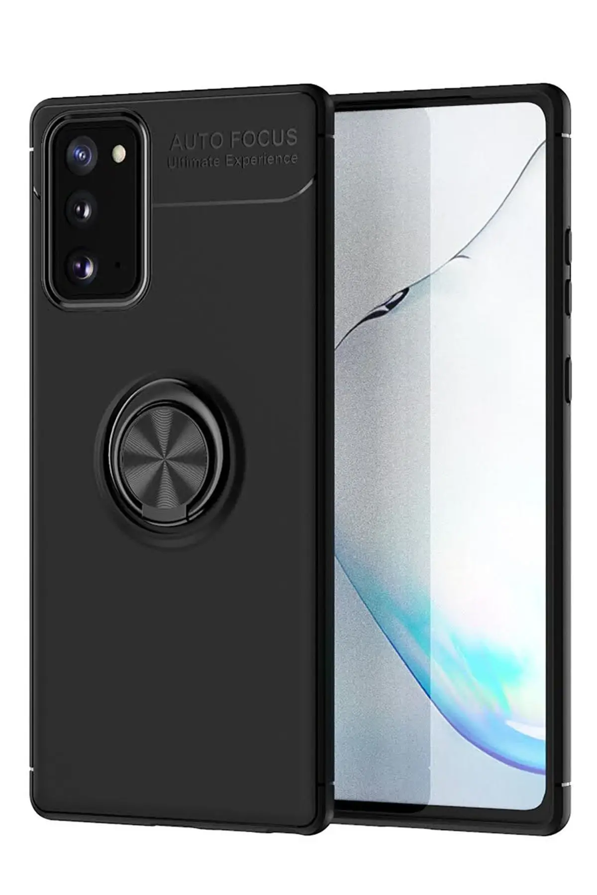 Newface Samsung Galaxy Note 20 Kılıf Range Yüzüklü Silikon - Siyah