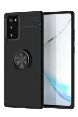 Newface Samsung Galaxy Note 20 Kılıf Range Yüzüklü Silikon - Siyah