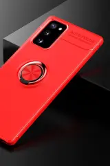 Newface Samsung Galaxy Note 20 Kılıf Range Yüzüklü Silikon - Kırmızı
