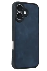 Newface iPhone 16 Kılıf Aras Deri Kapak - Lacivert