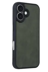 Newface iPhone 16 Kılıf Aras Deri Kapak - Koyu Yeşil