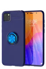 Newface Huawei Y5P Kılıf Range Yüzüklü Silikon - Mavi