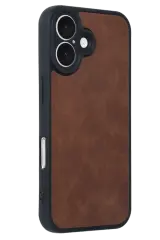 Newface iPhone 16 Kılıf Aras Deri Kapak - Taba