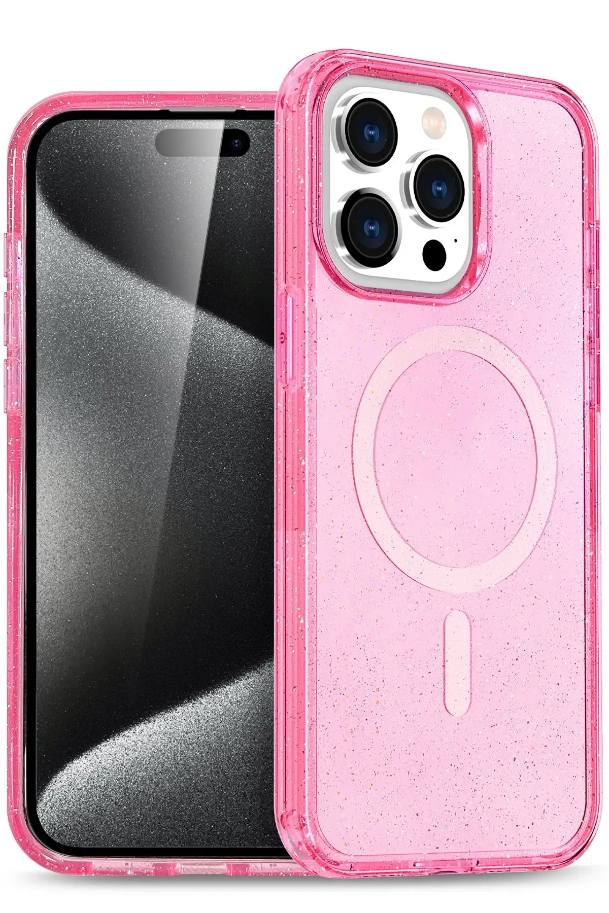 Newface iPhone 15 Pro Kılıf Star Magsafe Kapak - Pembe