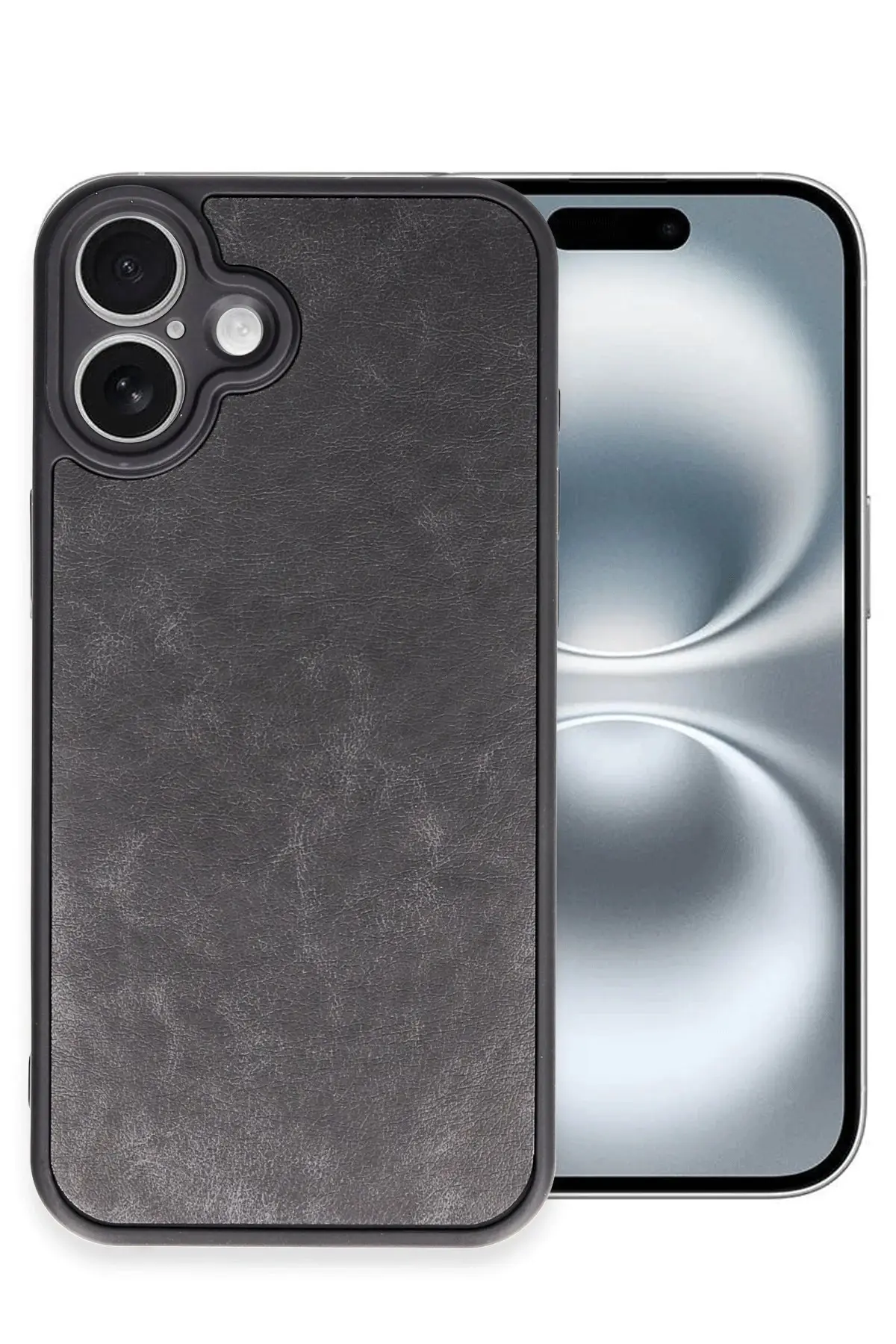 Newface iPhone 16 Plus Kılıf Aras Deri Kapak - Siyah