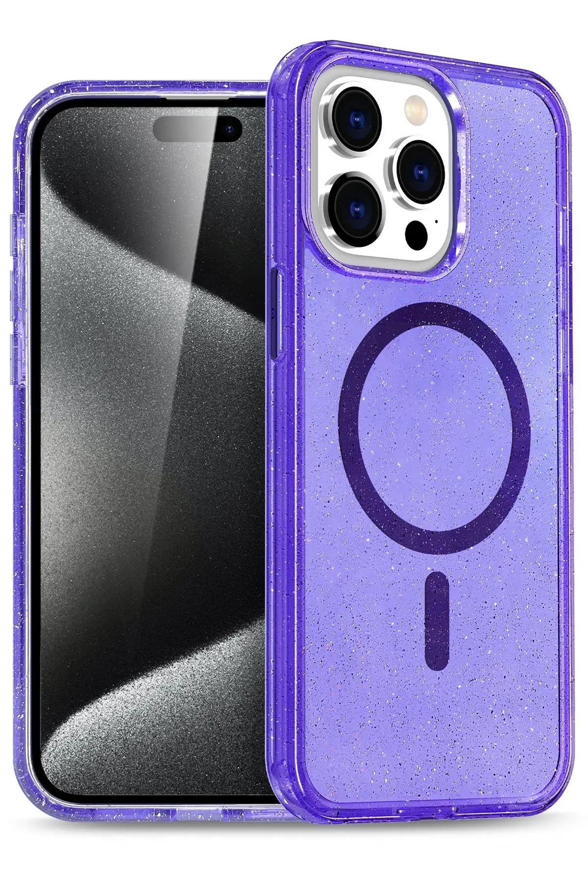 Newface iPhone 15 Pro Kılıf Star Magsafe Kapak - Mor