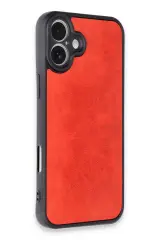 Newface iPhone 16 Plus Kılıf Aras Deri Kapak - Kırmızı