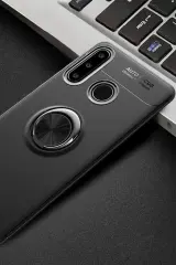 Newface Huawei Y6P Kılıf Range Yüzüklü Silikon - Siyah