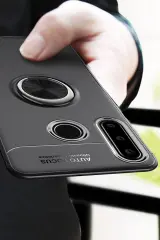 Newface Huawei Y6P Kılıf Range Yüzüklü Silikon - Siyah