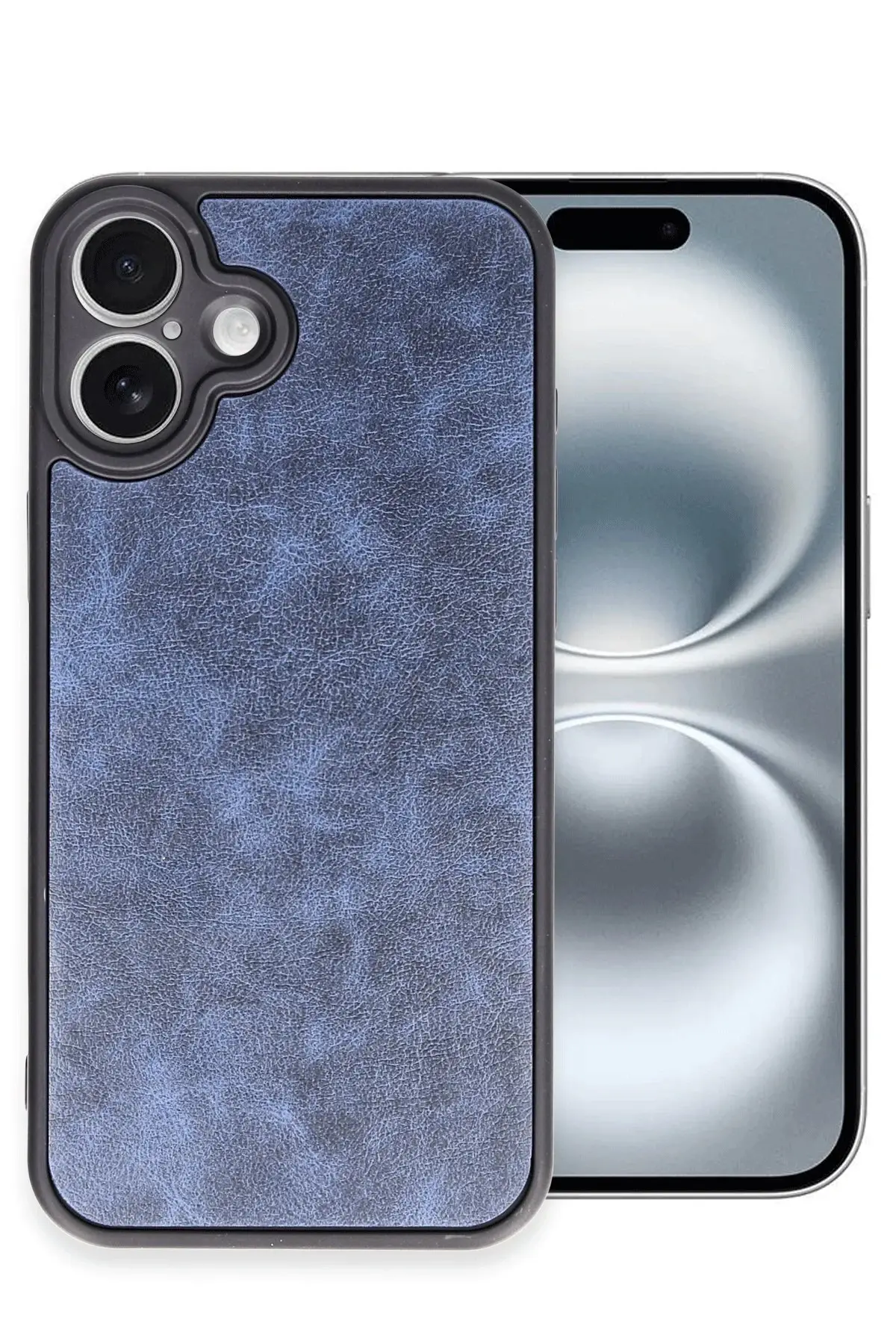 Newface iPhone 16 Plus Kılıf Aras Deri Kapak - Lacivert