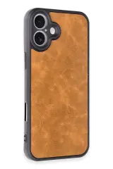 Newface iPhone 16 Plus Kılıf Aras Deri Kapak - Taba