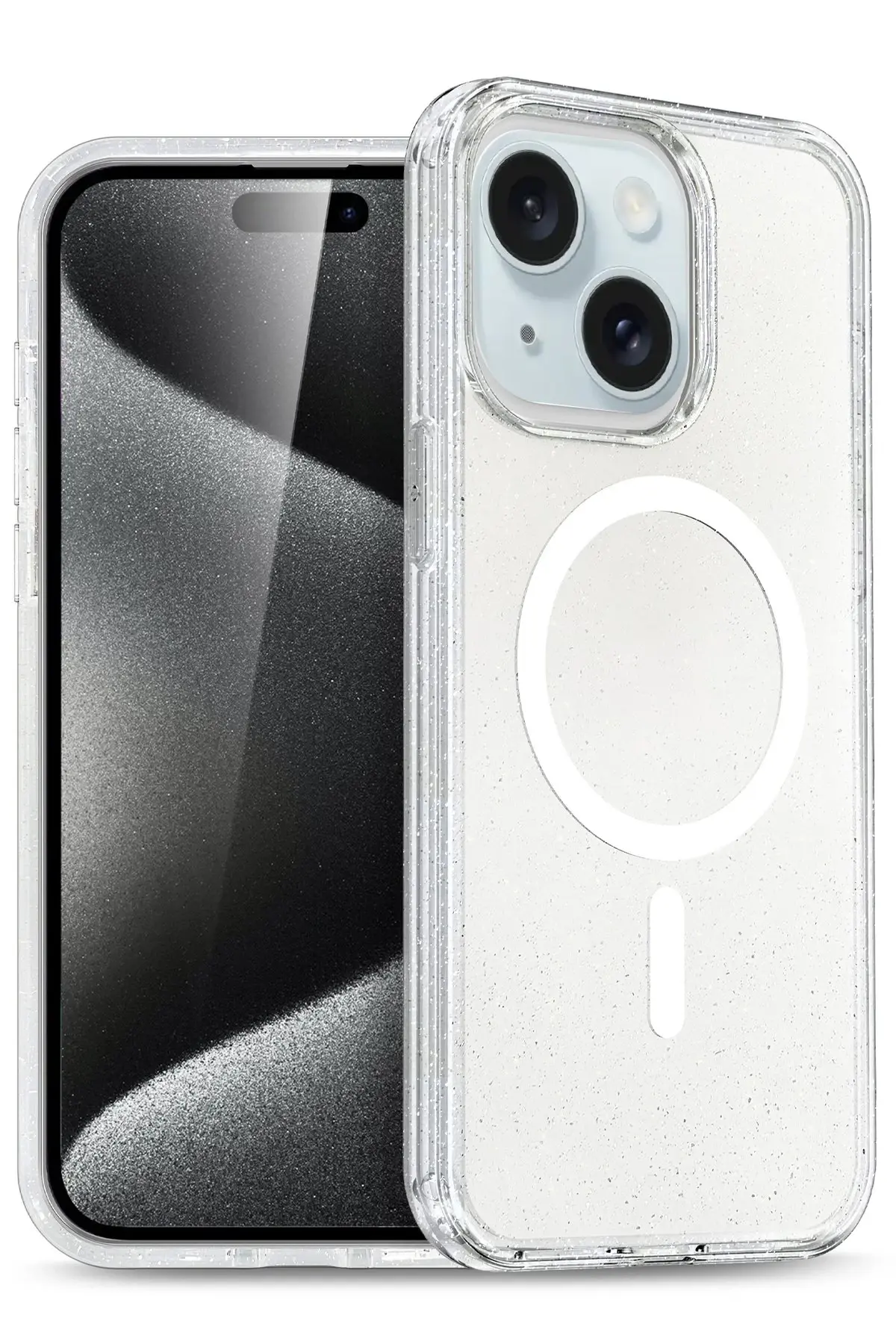 Newface iPhone 15 Plus Kılıf Star Magsafe Kapak - Şeffaf