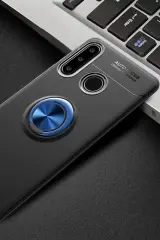 Newface Huawei Y6P Kılıf Range Yüzüklü Silikon - Siyah-Mavi