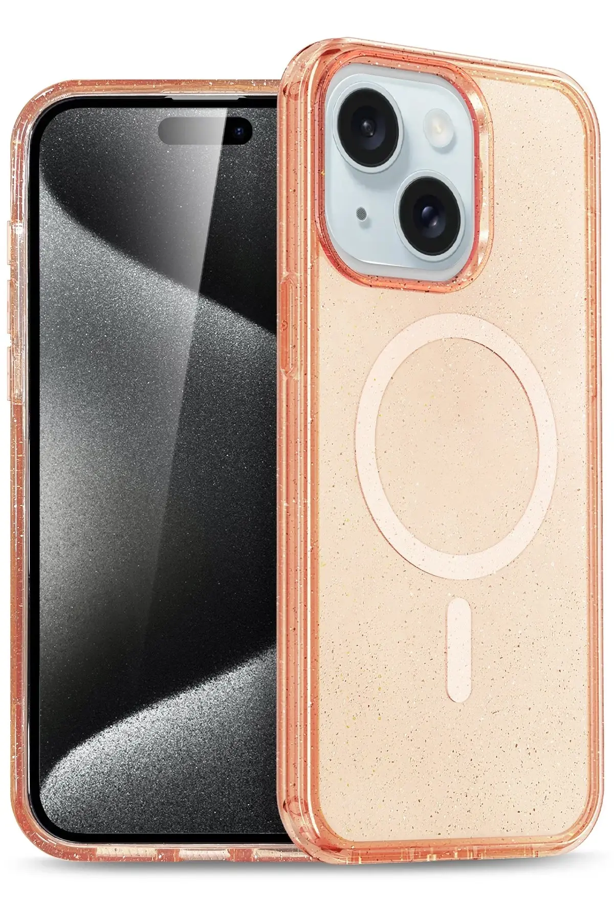 Newface iPhone 15 Plus Kılıf Star Magsafe Kapak - Turuncu