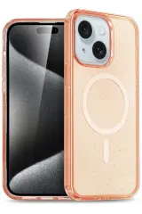 Newface iPhone 15 Plus Kılıf Star Magsafe Kapak - Turuncu