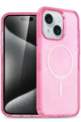 Newface iPhone 15 Plus Kılıf Star Magsafe Kapak - Pembe