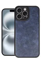 Newface iPhone 16 Pro Kılıf Aras Deri Kapak - Lacivert