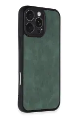 Newface iPhone 16 Pro Kılıf Aras Deri Kapak - Koyu Yeşil
