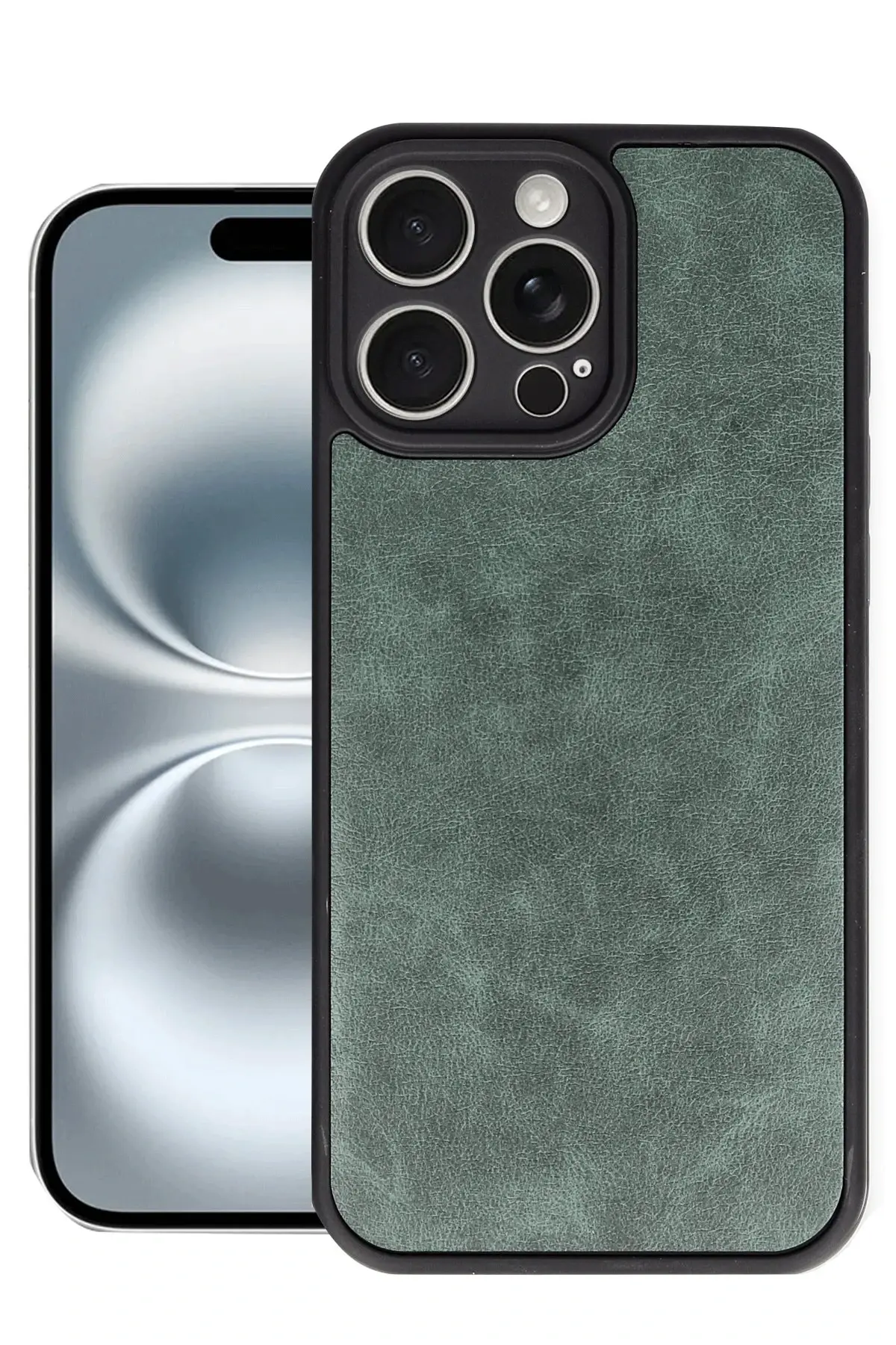 Newface iPhone 16 Pro Kılıf Aras Deri Kapak - Koyu Yeşil