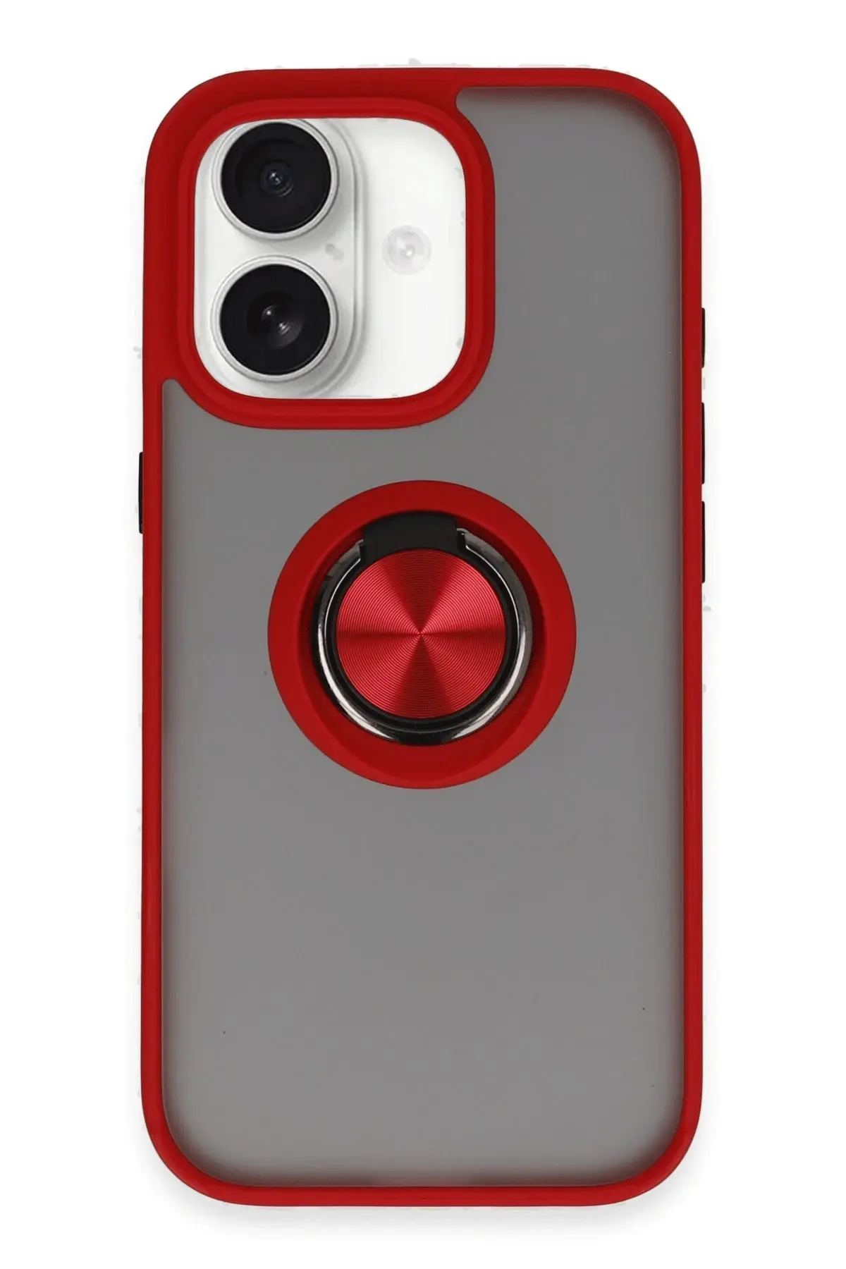 Newface iPhone 16 Kılıf Montreal Yüzüklü Silikon Kapak - Kırmızı