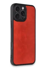 Newface iPhone 16 Pro Max Kılıf Aras Deri Kapak - Kırmızı