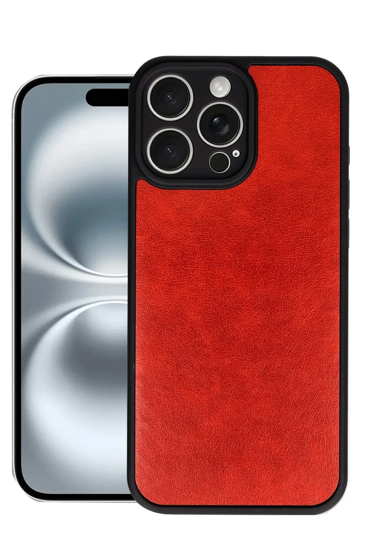 Newface iPhone 16 Pro Max Kılıf Aras Deri Kapak - Kırmızı