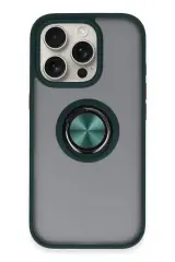 Newface iPhone 16 Pro Kılıf Montreal Yüzüklü Silikon Kapak - Yeşil