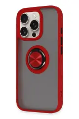 Newface iPhone 16 Pro Kılıf Montreal Yüzüklü Silikon Kapak - Kırmızı