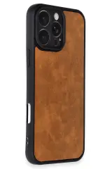 Newface iPhone 16 Pro Max Kılıf Aras Deri Kapak - Taba