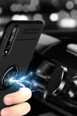 Newface Huawei P Smart S Kılıf Range Yüzüklü Silikon - Siyah