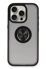 Newface iPhone 16 Pro Max Kılıf Montreal Yüzüklü Silikon Kapak - Siyah