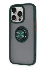 Newface iPhone 16 Pro Max Kılıf Montreal Yüzüklü Silikon Kapak - Yeşil