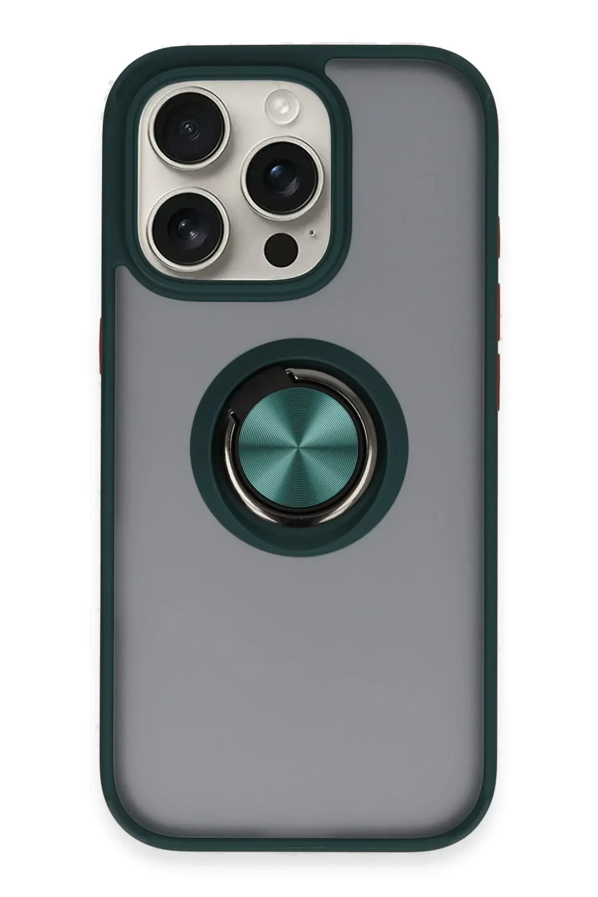 Newface iPhone 16 Pro Max Kılıf Montreal Yüzüklü Silikon Kapak - Yeşil