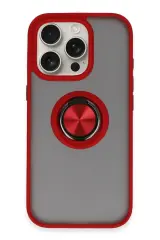 Newface iPhone 16 Pro Max Kılıf Montreal Yüzüklü Silikon Kapak - Kırmızı