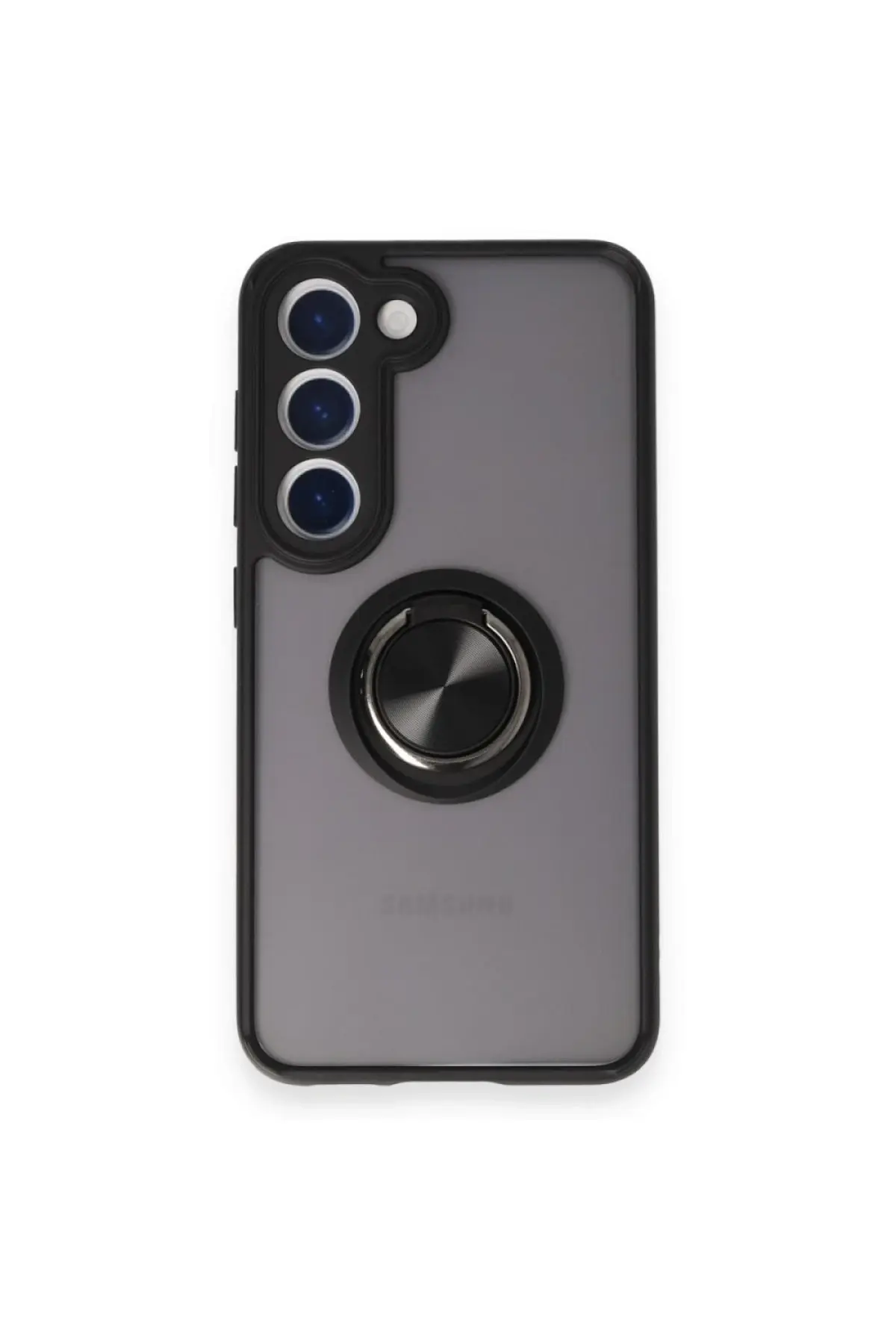 Newface Samsung Galaxy S24 FE Kılıf Montreal Yüzüklü Silikon Kapak - Siyah