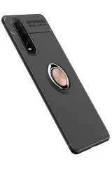 Newface Oppo Find X2 Kılıf Range Yüzüklü Silikon - Siyah-Gold
