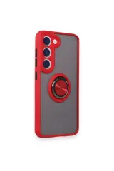 Newface Samsung Galaxy S24 FE Kılıf Montreal Yüzüklü Silikon Kapak - Kırmızı
