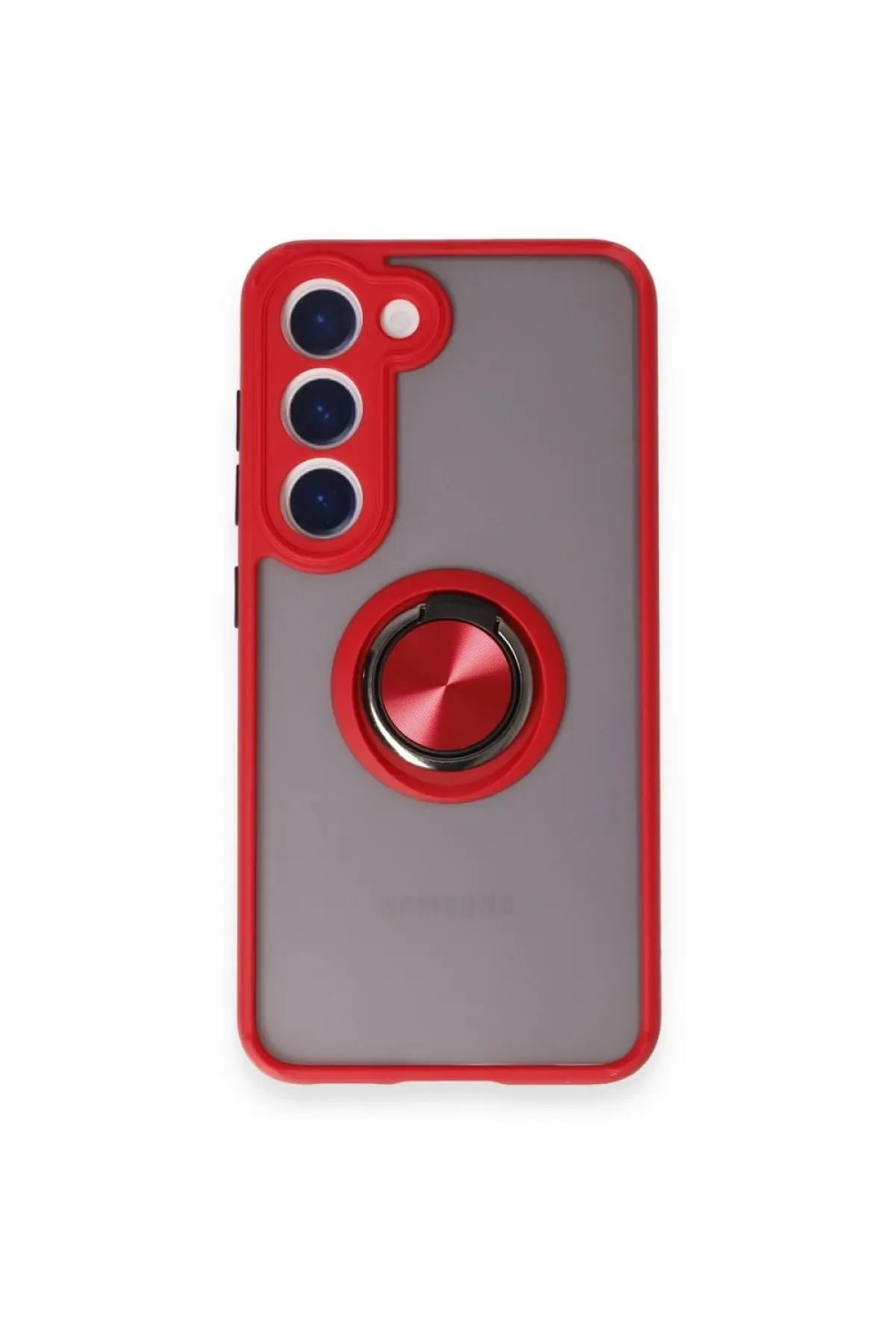 Newface Samsung Galaxy S24 FE Kılıf Montreal Yüzüklü Silikon Kapak - Kırmızı