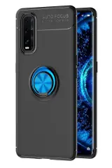 Newface Oppo Find X2 Kılıf Range Yüzüklü Silikon - Siyah-Mavi