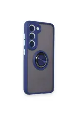 Newface Samsung Galaxy M15 Kılıf Montreal Yüzüklü Silikon Kapak - Lacivert