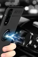 Newface Oppo Find X2 Kılıf Range Yüzüklü Silikon - Kırmızı