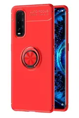 Newface Oppo Find X2 Kılıf Range Yüzüklü Silikon - Kırmızı